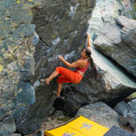 brigitte climbing with La Sportiva Finale