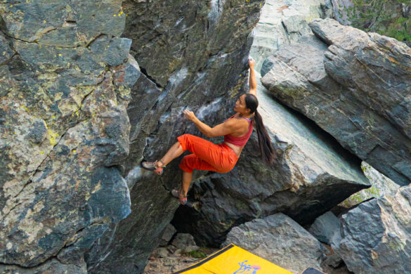 brigitte climbing with La Sportiva Finale